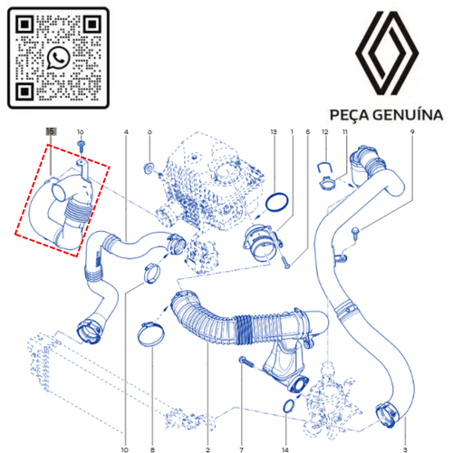 RN 50972R 165550972R MANGUEIRA TUBO DE ENTRADA DO FILTRO DE AR MASTER 2.3 16V M9T 22... 4